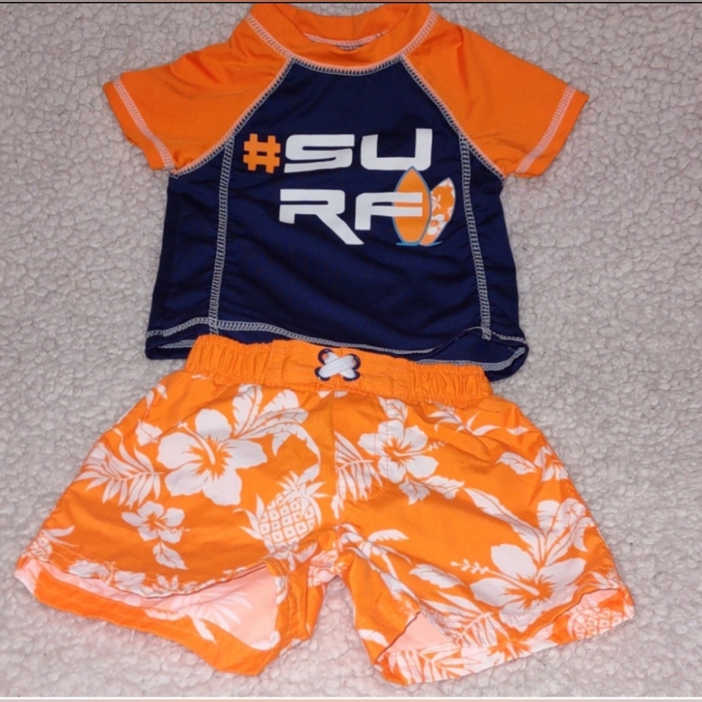 Baby Boy Kids Swim Set - Orange and Blue Size 3M